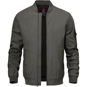 Men's Lightweight Stylish A1-Charcoal Grey Casual Golf Varsity Bomber Jackets